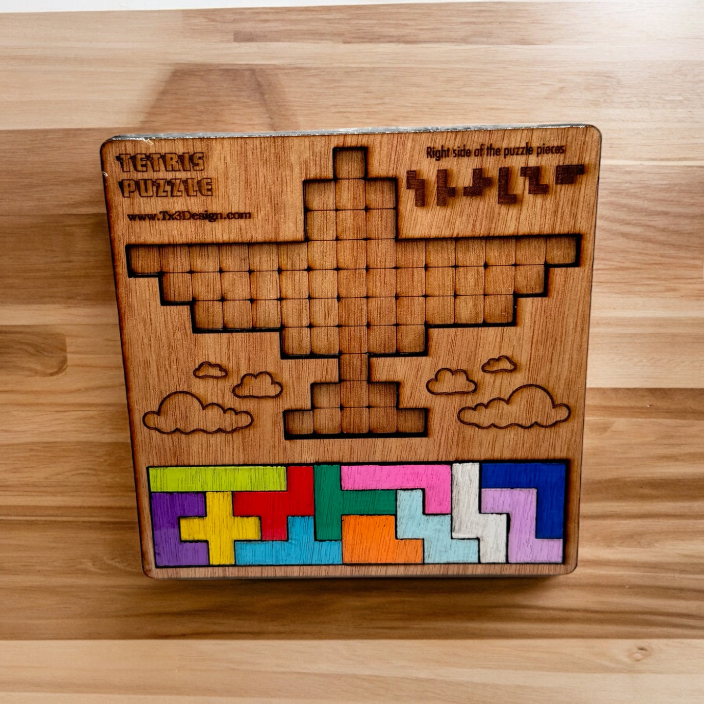 5.5x5.5” Wooden Tetris Puzzles