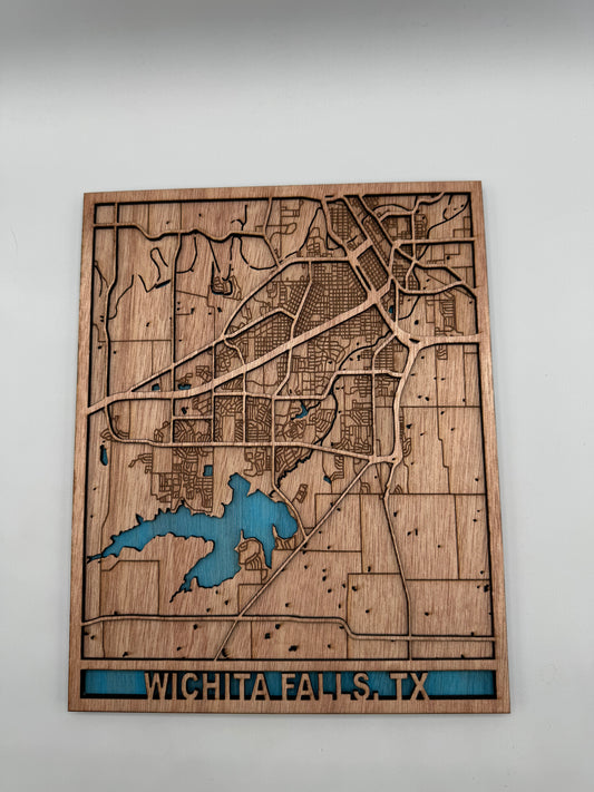 Custom 8x10 Mahogany City Maps