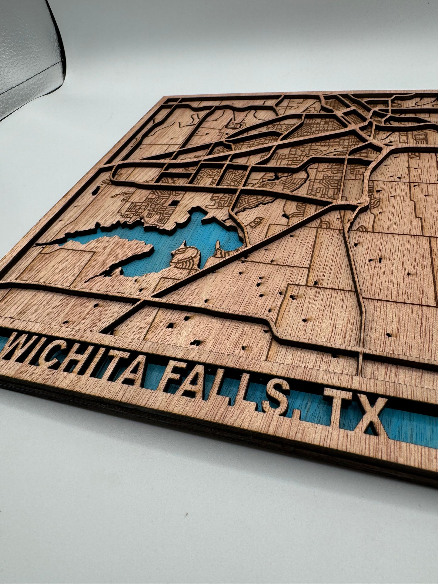 Custom 8x10 Mahogany City Maps