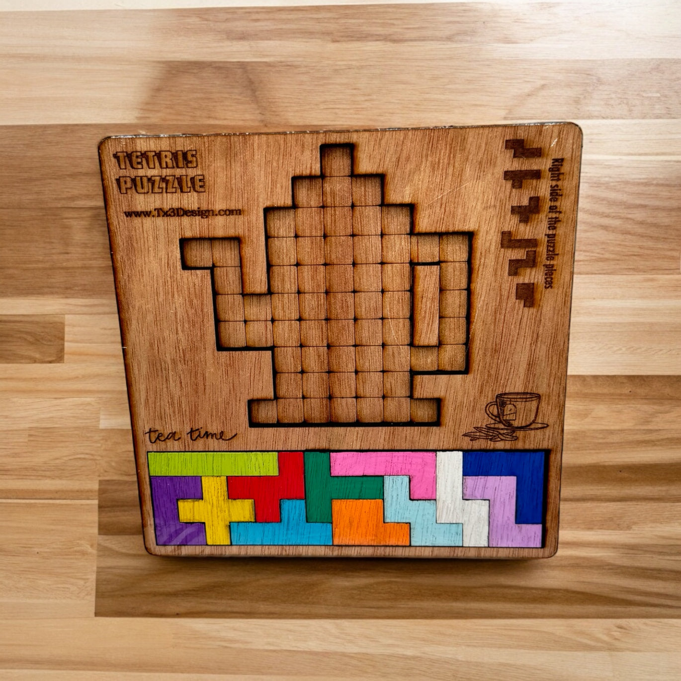 5.5x5.5” Wooden Tetris Puzzles