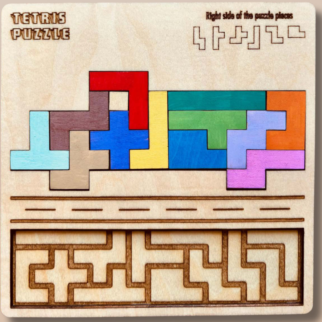 5.5x5.5” Wooden Tetris Puzzles