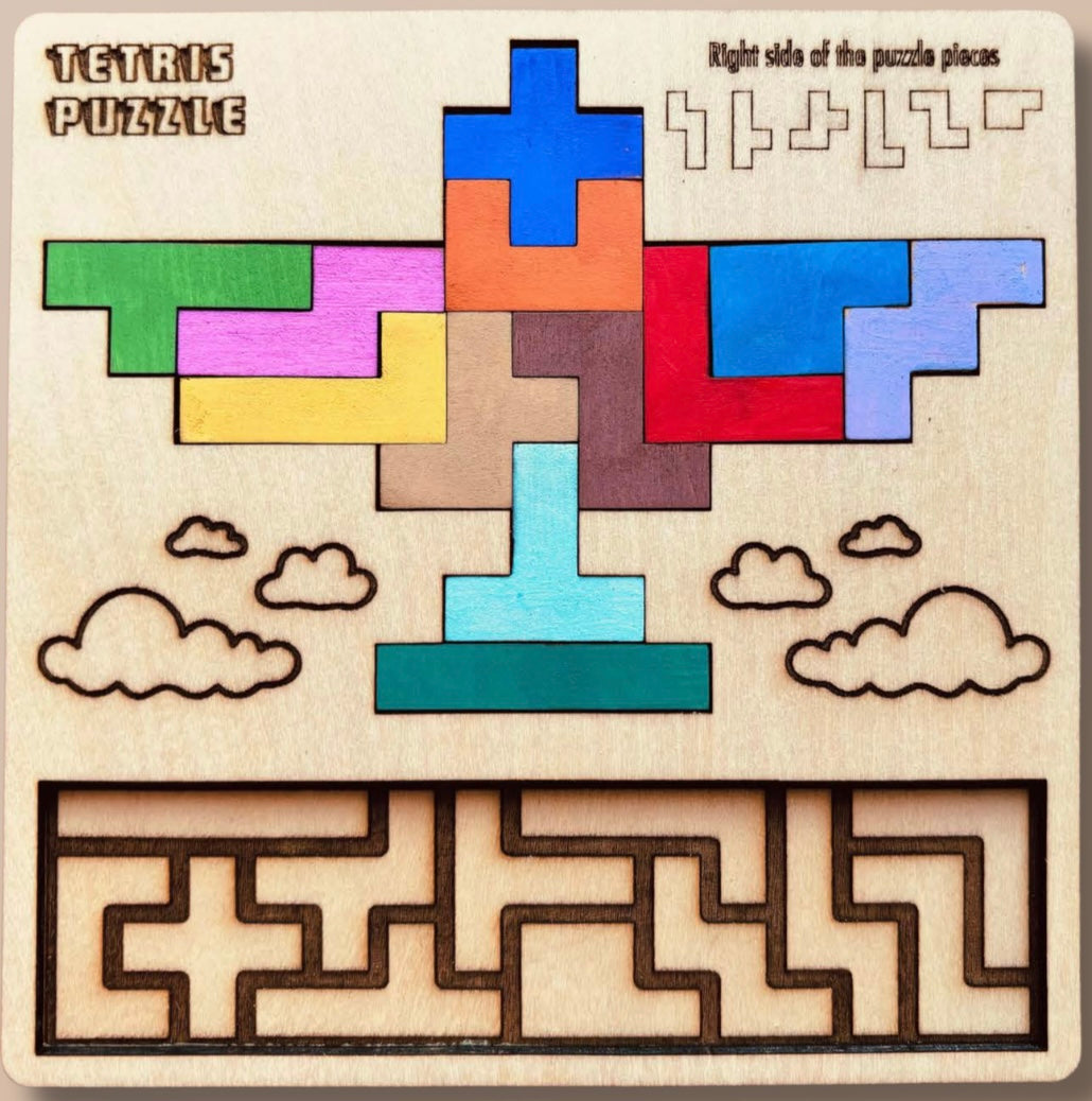 5.5x5.5” Wooden Tetris Puzzles