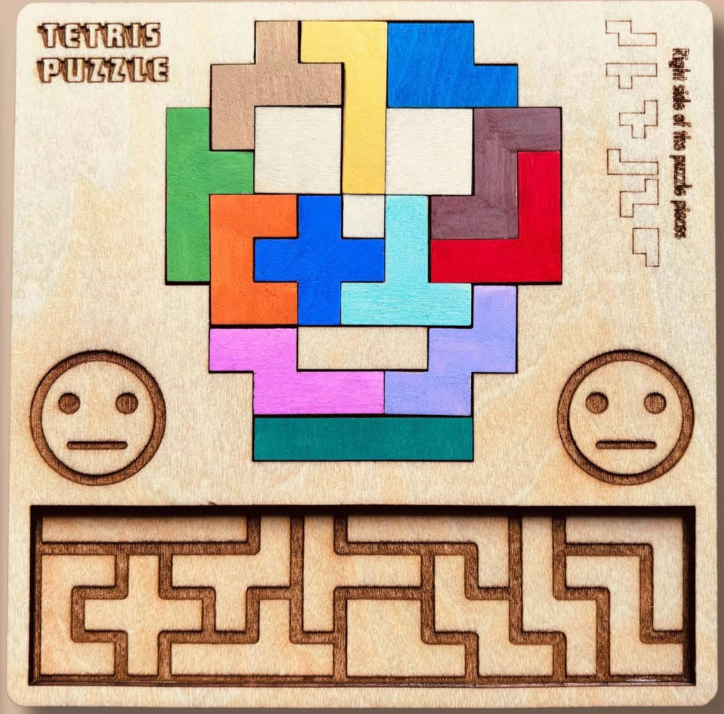 5.5x5.5” Wooden Tetris Puzzles