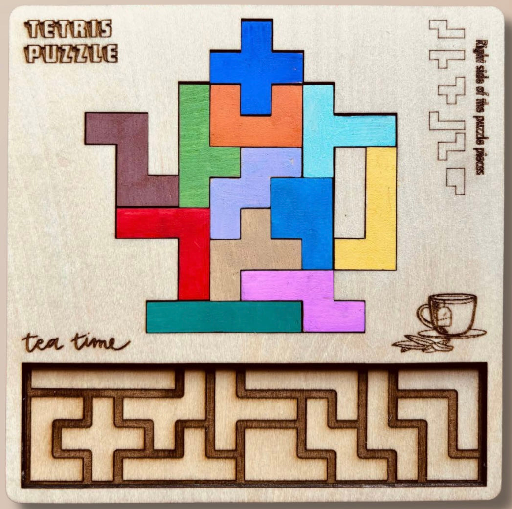 5.5x5.5” Wooden Tetris Puzzles